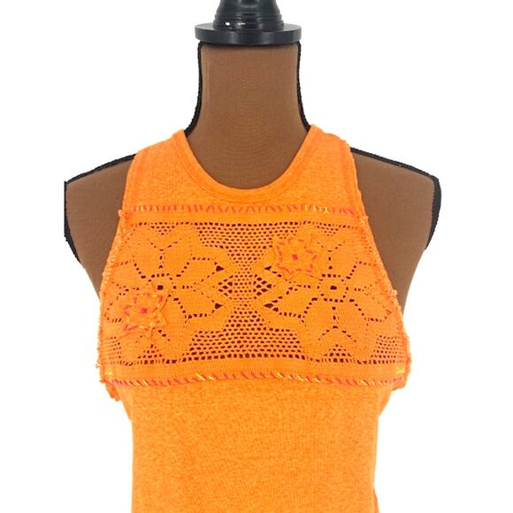 We The Free Babydoll Embroidered Swing Tank in Orange – XS - Picture 2 of 6
